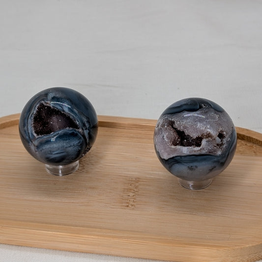 Dunkle Druzy Achat Kugel [A+B]
