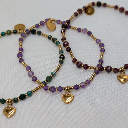 Armband facettiert Herz Charm [3 Varianten]