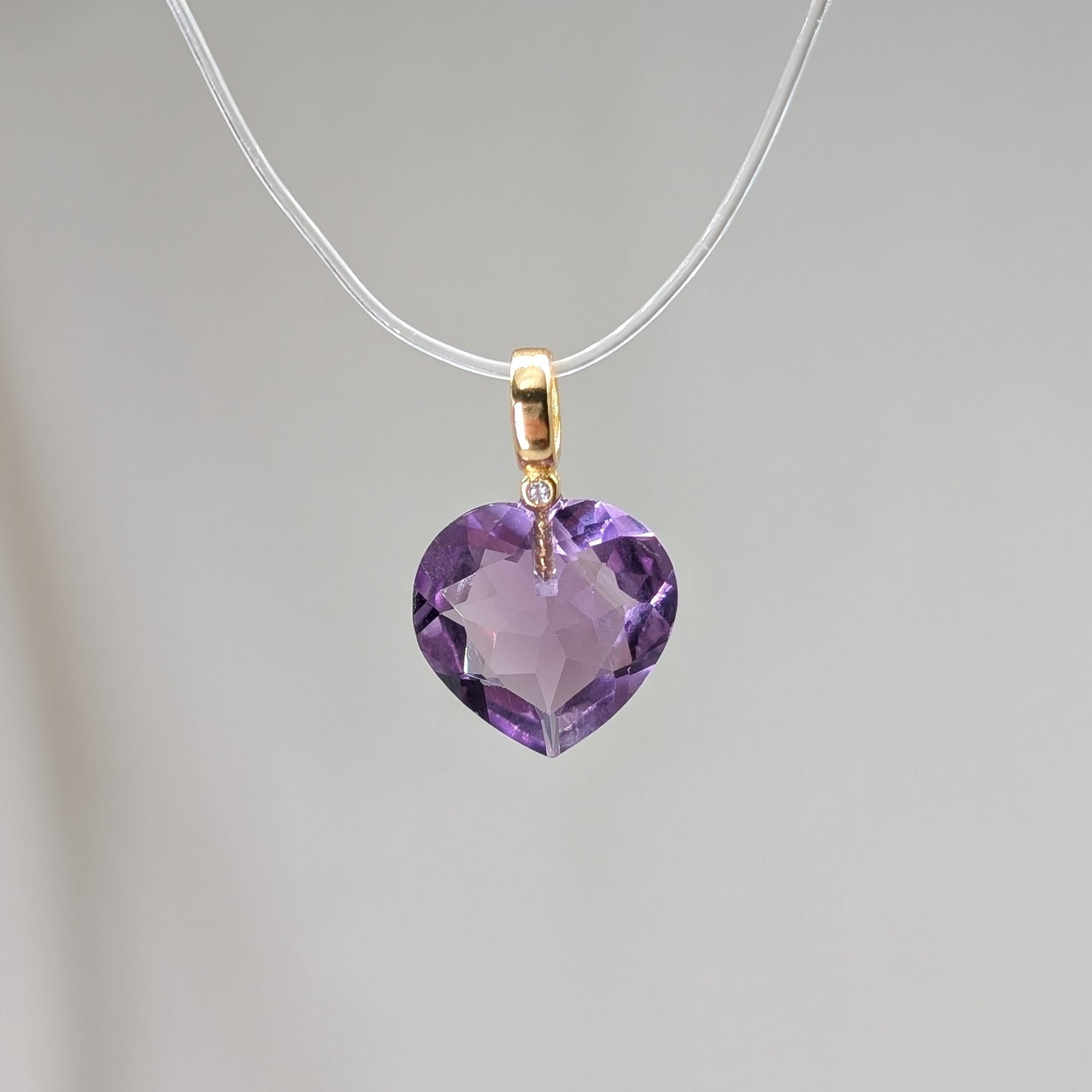 Amethyst Herz Kettenanhänger facettiert, vergoldet [D]