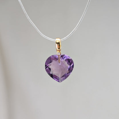 Amethyst Herz Kettenanhänger facettiert, vergoldet [D]