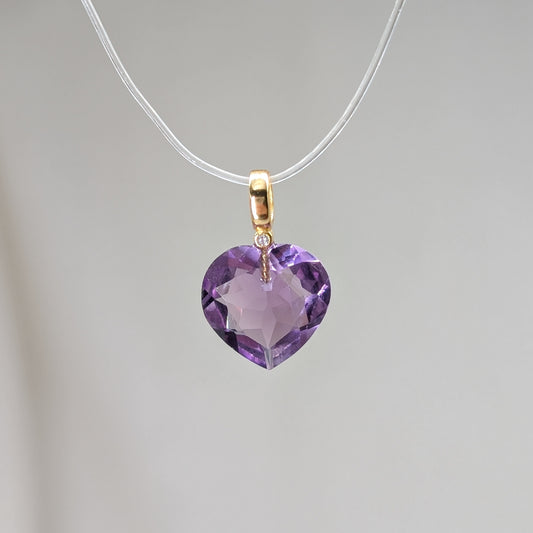 Amethyst Herz Kettenanhänger facettiert, vergoldet [D]