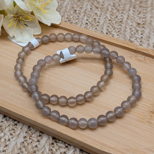 Grauer Achat Armband 6 mm