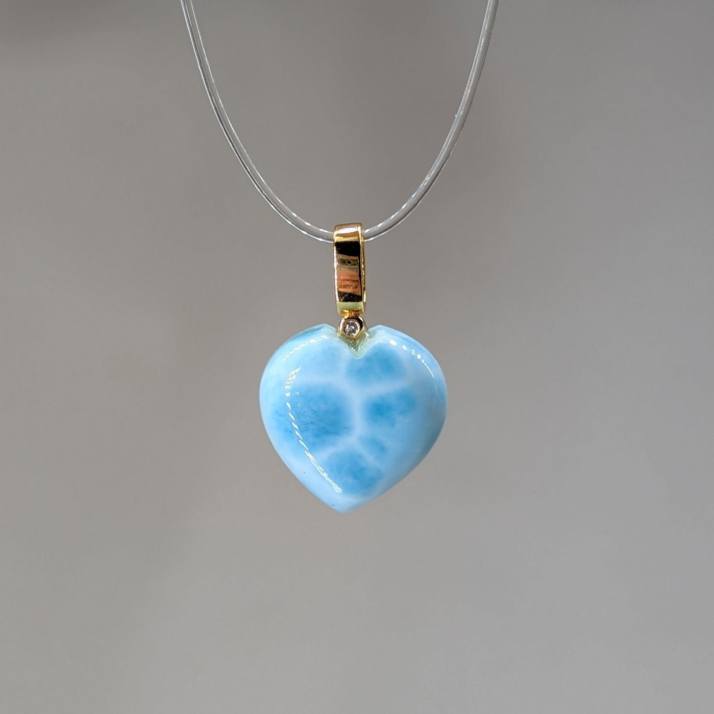 Larimar Kettenanhänger Herz, vergoldet [E]