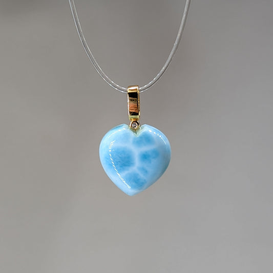 Larimar Kettenanhänger Herz, vergoldet [E]