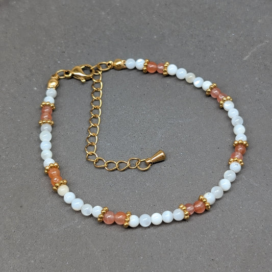 Perlmutt Karneol Armband 3 mm