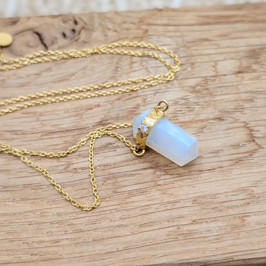 Mondstein Doppelender Halskette