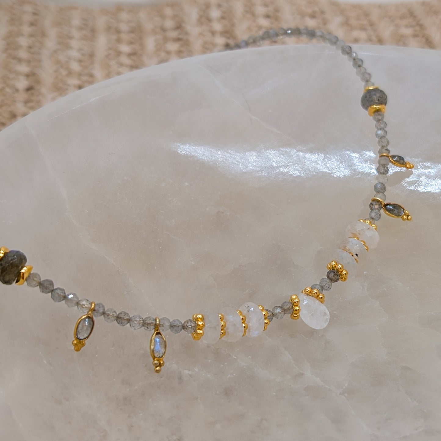 Labradorit und Mondstein Kette