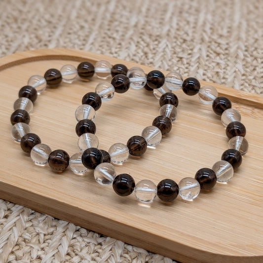 Bergkristall Rauchquarz Armband 8 mm