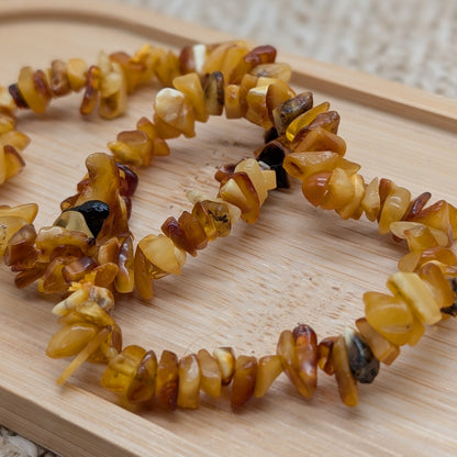 Bernstein Splitterarmband dreifarbig