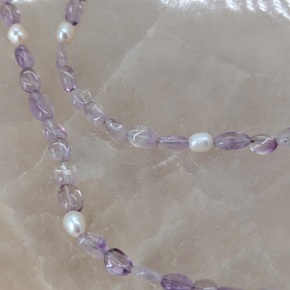 Amethyst Süßwasserperle Halskette 925 Silber