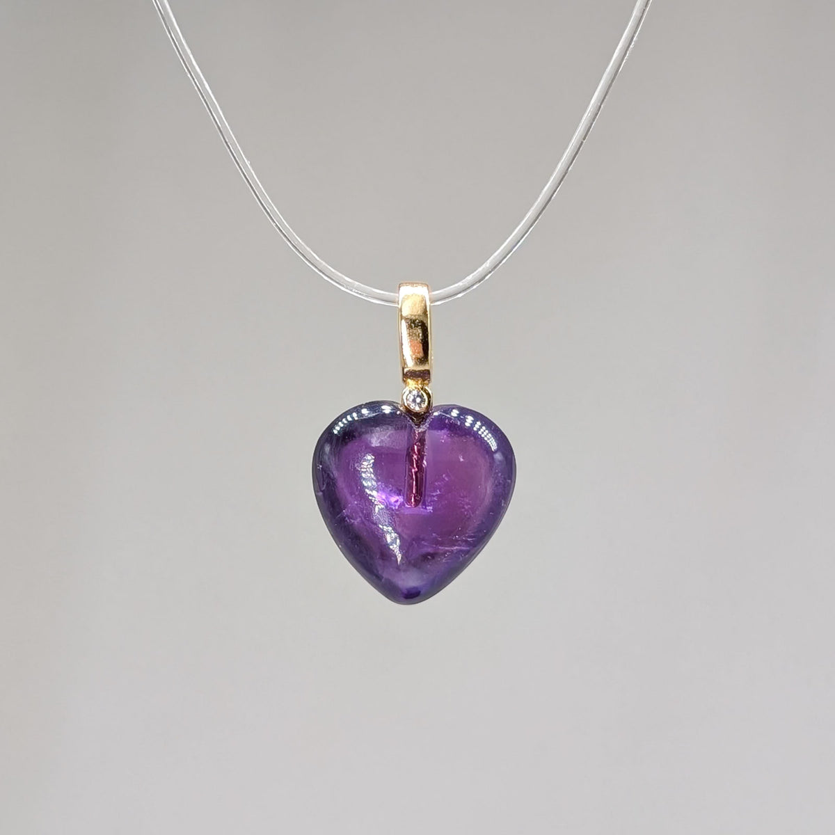 Amethyst HQ Herz Kettenanhänger, vergoldet [AZ]