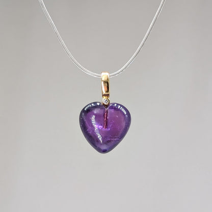 Amethyst HQ Herz Kettenanhänger, vergoldet [AZ]
