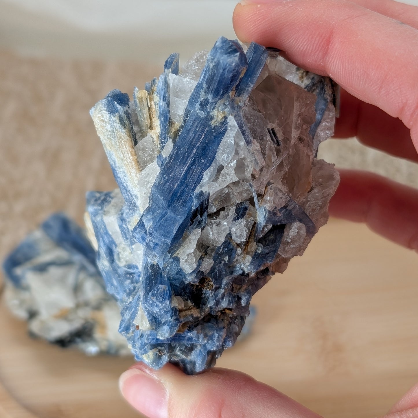 Kyanit / Disthen in Quarz Rohstein [C+D]