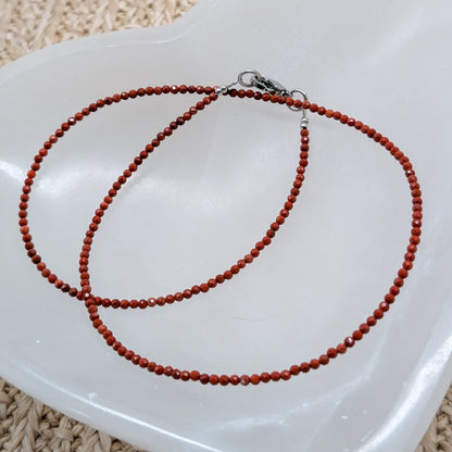 Roter Jaspis Halskette facettiert