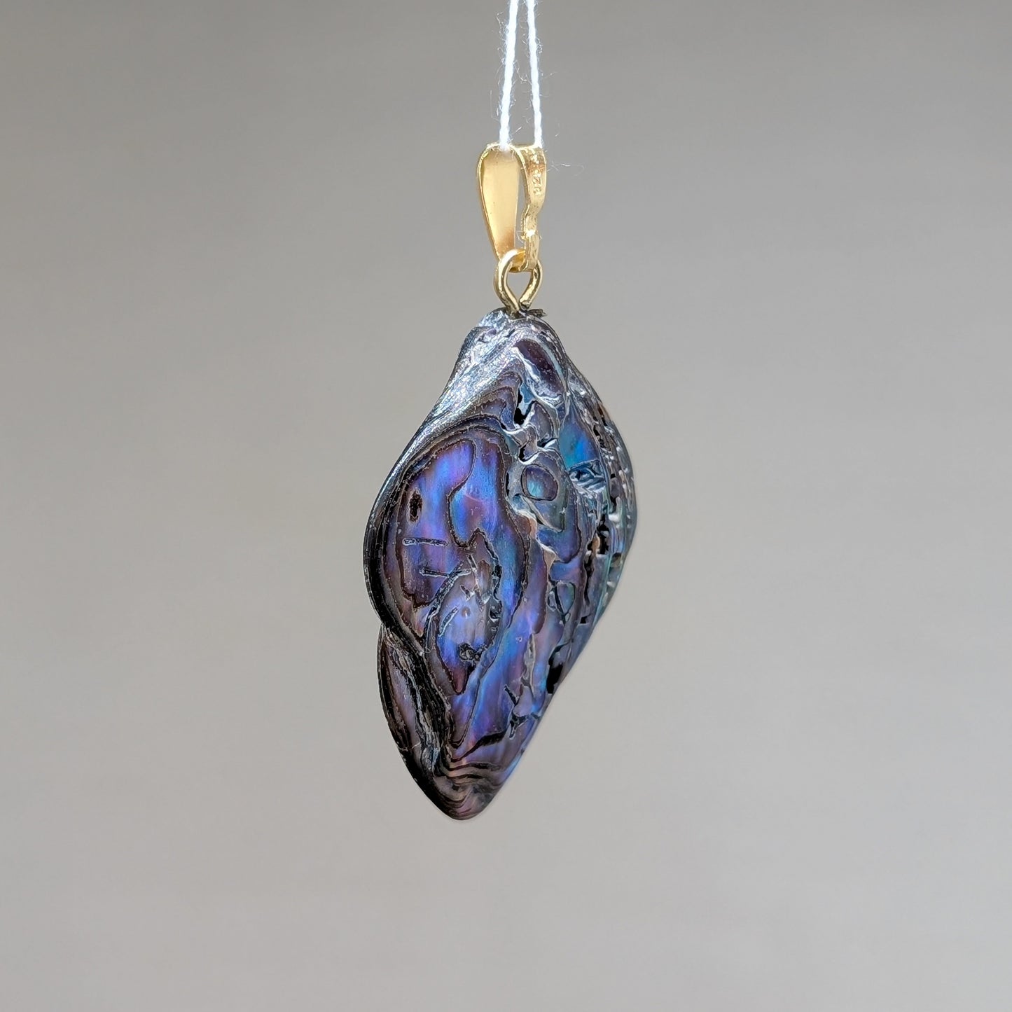 Abalone Muschel Kettenanhänger, 925er Silber vergoldet [A]
