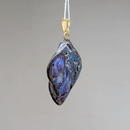 Abalone Muschel Kettenanhänger, 925er Silber vergoldet [A]