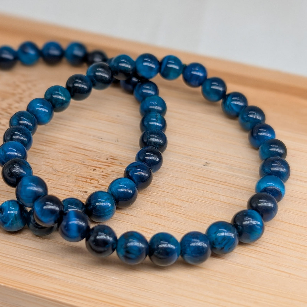 Tigerauge navyblau Armband 6 mm