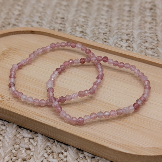 Erdbeerquarz Armband facettiert 4 mm