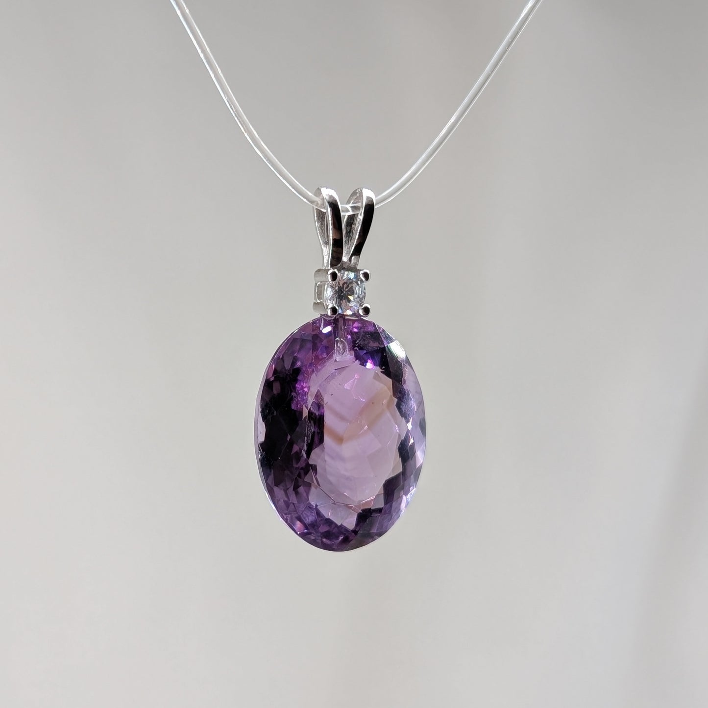 Phantom Amethyst Kettenanhänger facettiert, 925er Silber [L]
