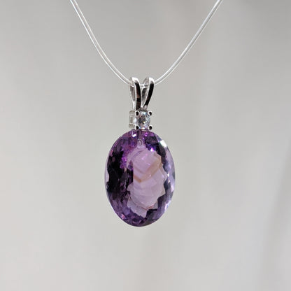 Phantom Amethyst Kettenanhänger facettiert, 925er Silber [L]