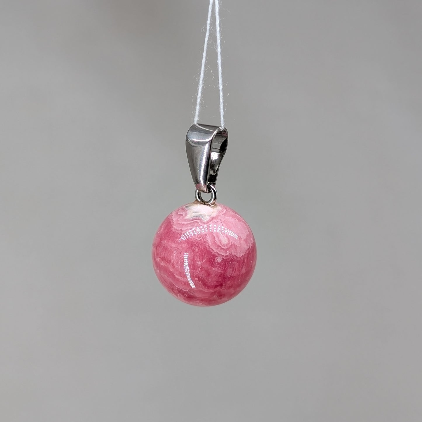 Rhodochrosit Kugel Kettenanhänger, 925er Silber [R]