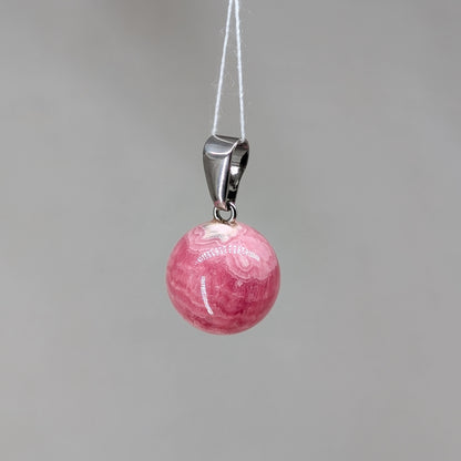 Rhodochrosit Kugel Kettenanhänger, 925er Silber [R]
