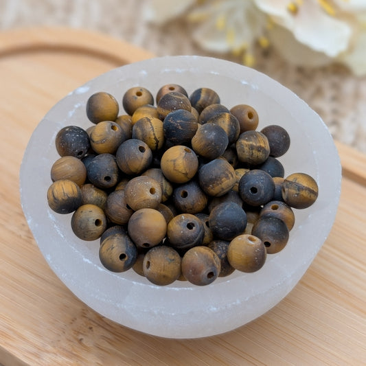 Tigerauge Perlen matt 6 mm