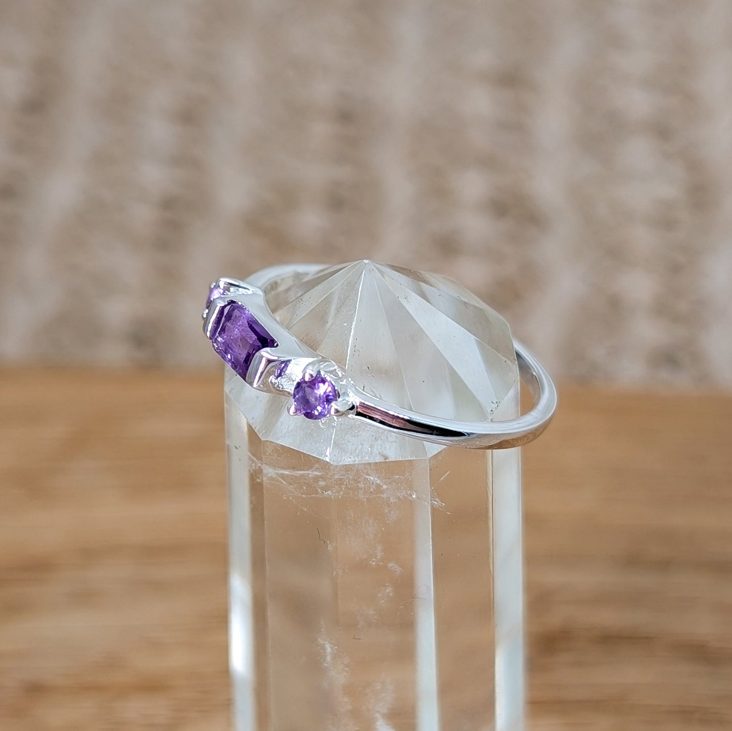 Amethyst Drei-Steine Ring 925er Silber