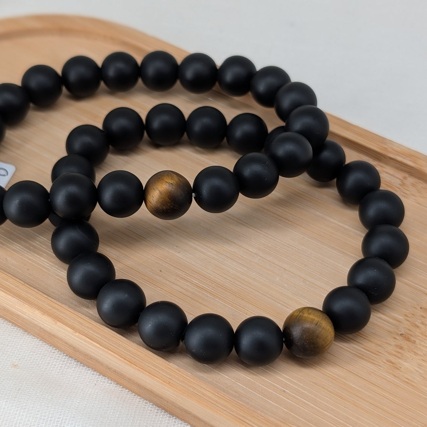 XL Onyx, Tigerauge Armband matt 10 mm