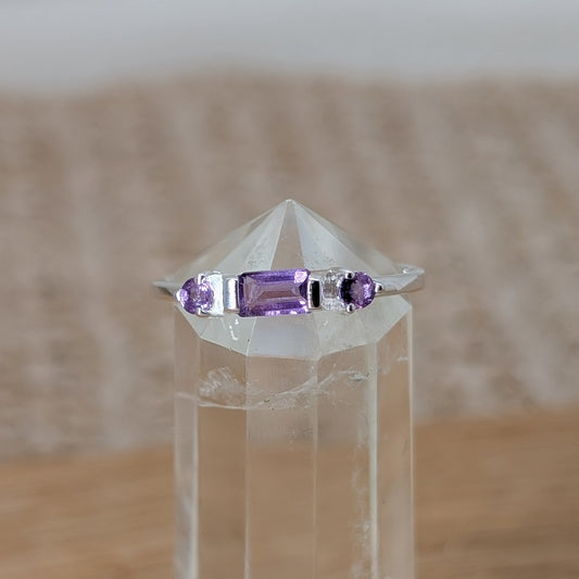 Amethyst Drei-Steine Ring 925er Silber