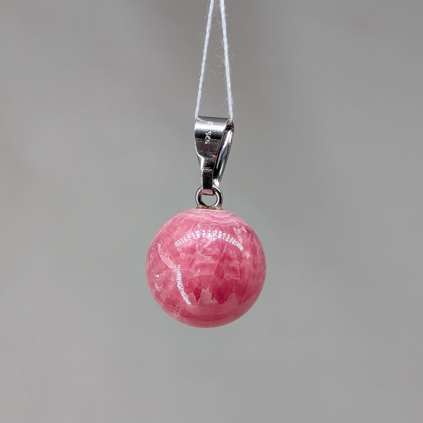 Rhodochrosit Kugel Kettenanhänger, 925er Silber [R]