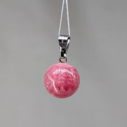 Rhodochrosit Kugel Kettenanhänger, 925er Silber [R]