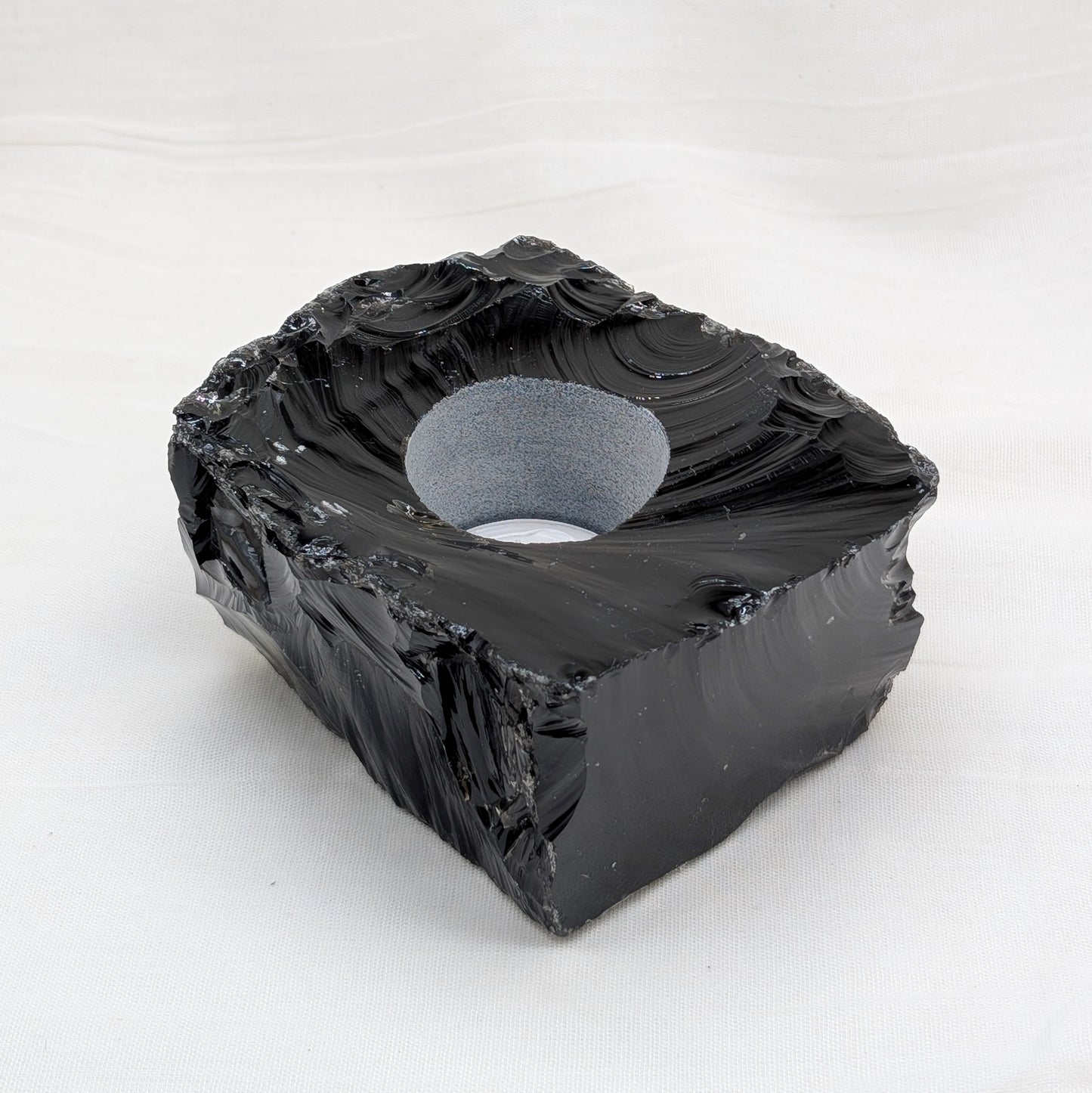 Obsidian Rohstein Teelichthalter [A]