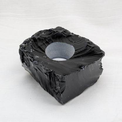 Obsidian Rohstein Teelichthalter [A]