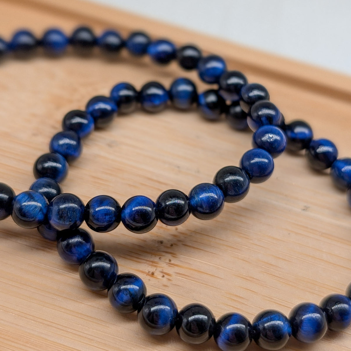 Tigerauge dunkelblau Armband 6 mm