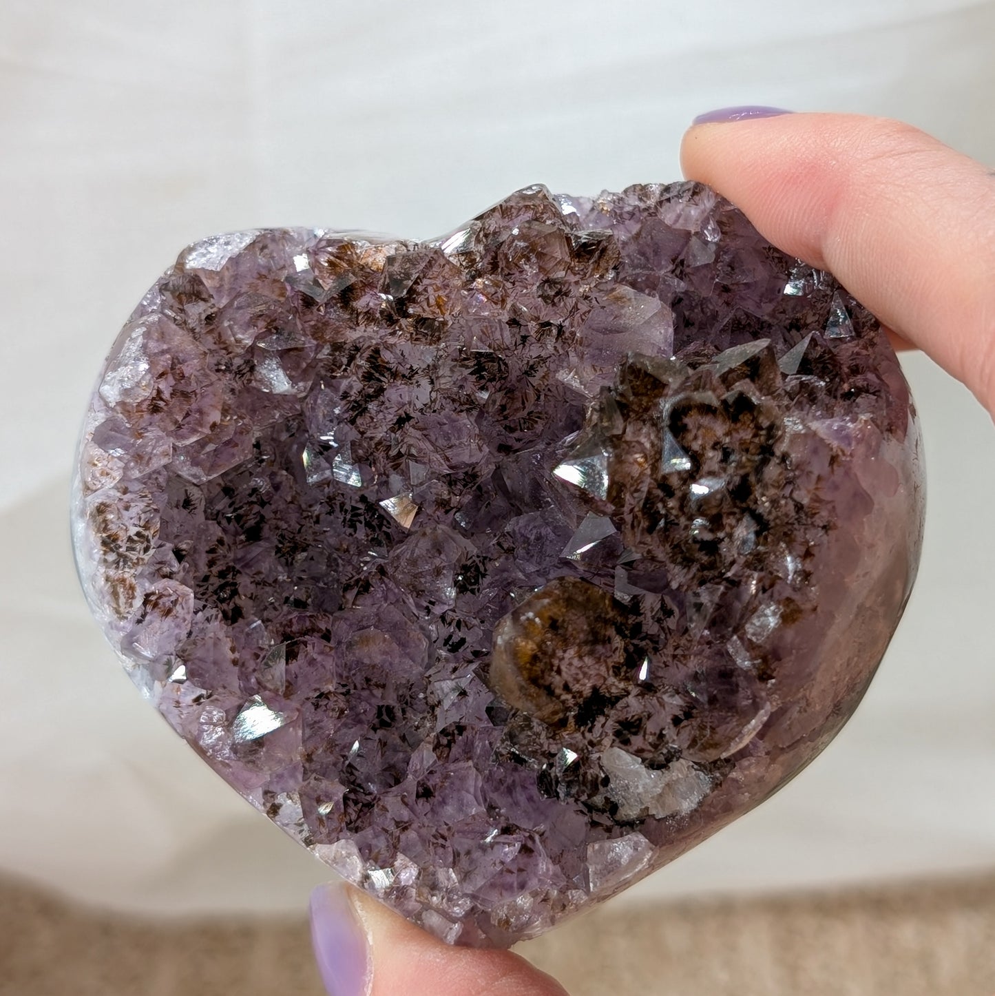 Druzy Amethyst Herz mit Goethit