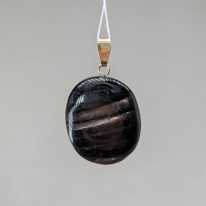 Hypersthen Kettenanhänger, 925er Silber vergoldet [D]