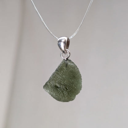 Moldavit Kettenanhänger, 925er Silber [M]