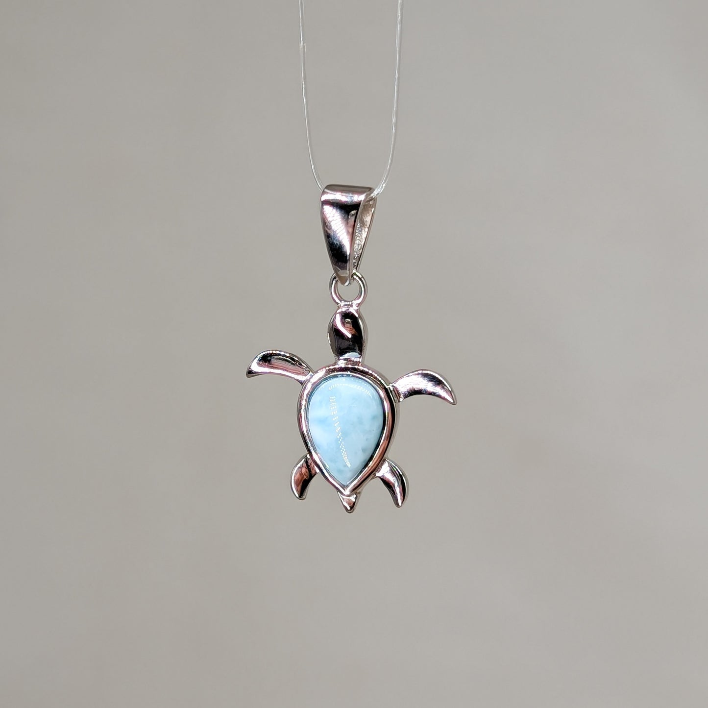 Larimar Schildkröte Kettenanhänger, 925er Silber