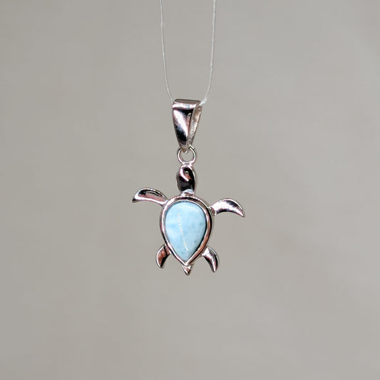 Larimar Schildkröte Kettenanhänger, 925er Silber