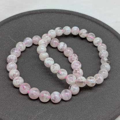 Snowflake Rosenquarz Armband 8 mm