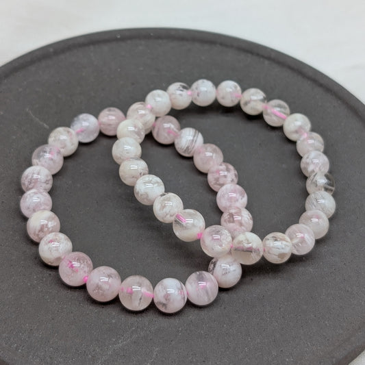 Snowflake Rosenquarz Armband 8 mm