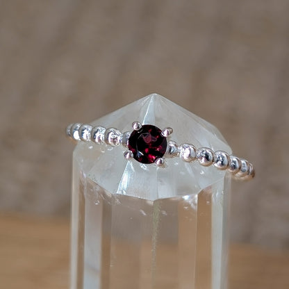 Granat Ring Kugel 925er Silber