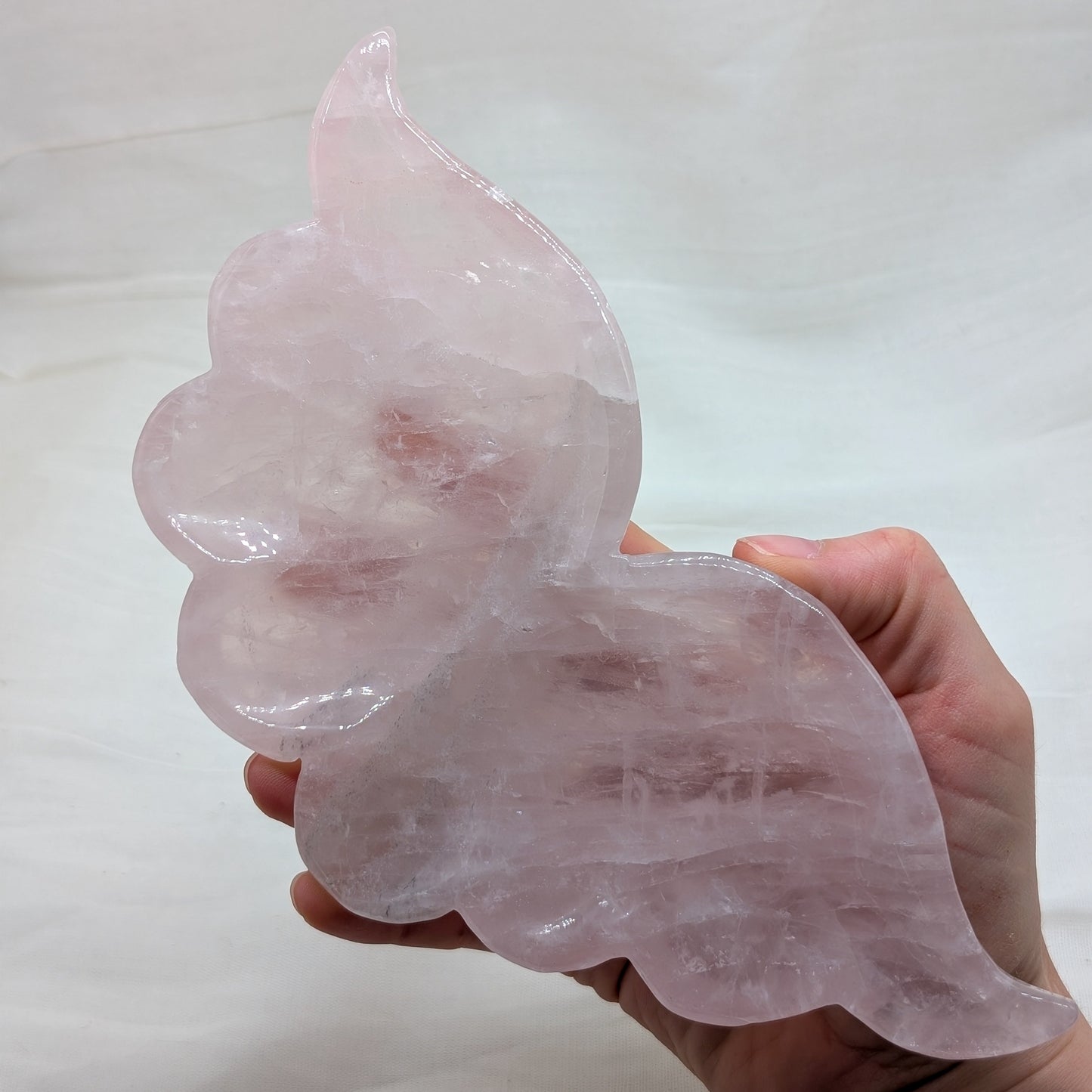Rosenquarz Schale Flügel