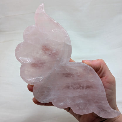 Rosenquarz Schale Flügel