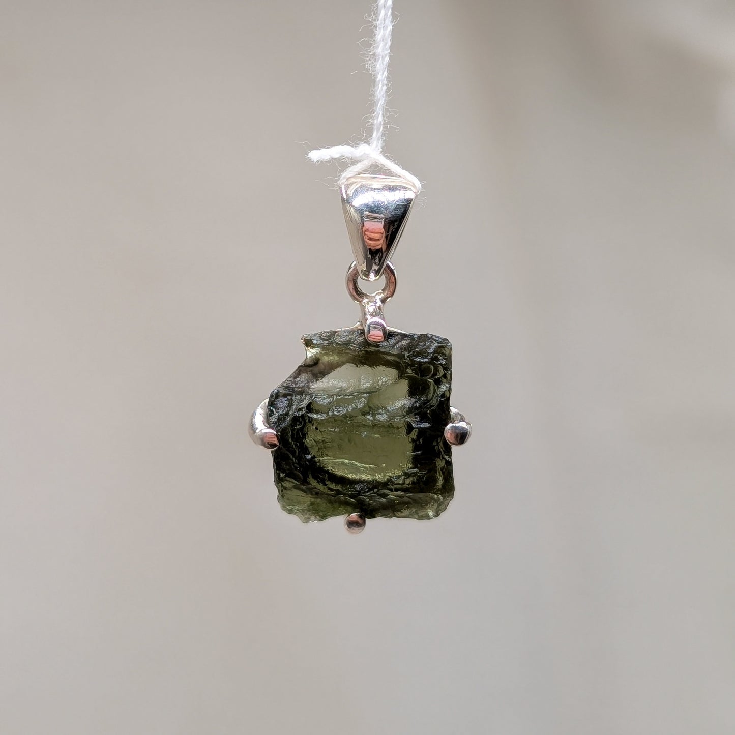 Moldavit Kettenanhänger, 925er Silber [J]