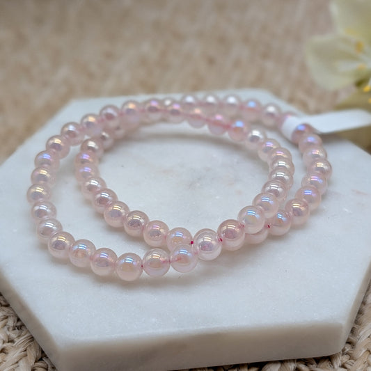 Aura Rosenquarz Armband 6 mm