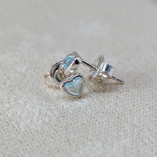 Blauer Topas Herz Ohrstecker