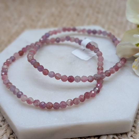 Turmalin rot Armband facettiert 4 mm