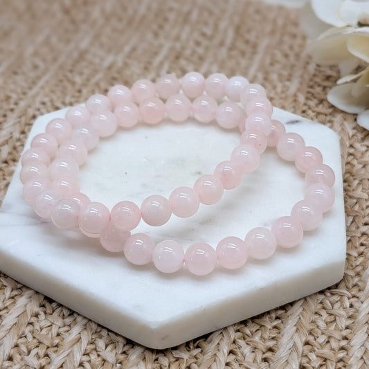 Rosenquarz Armband 8 mm (extra lang)